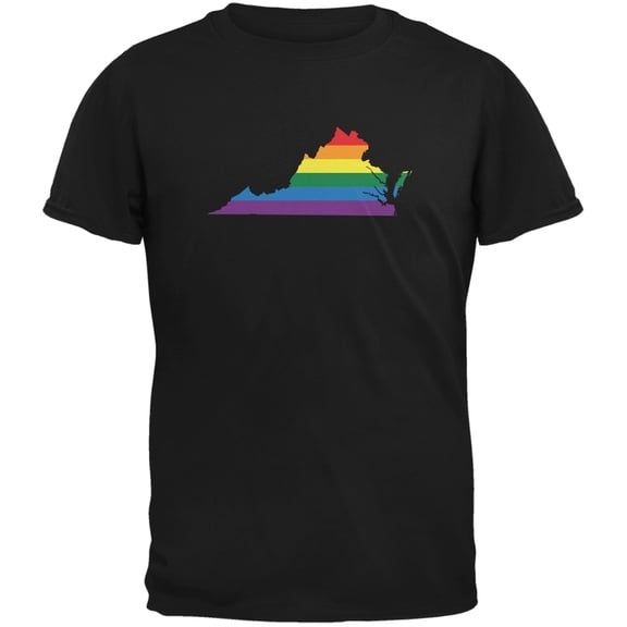 Virginia LGBT Gay Pride Rainbow Black Adult T-Shirt - Small