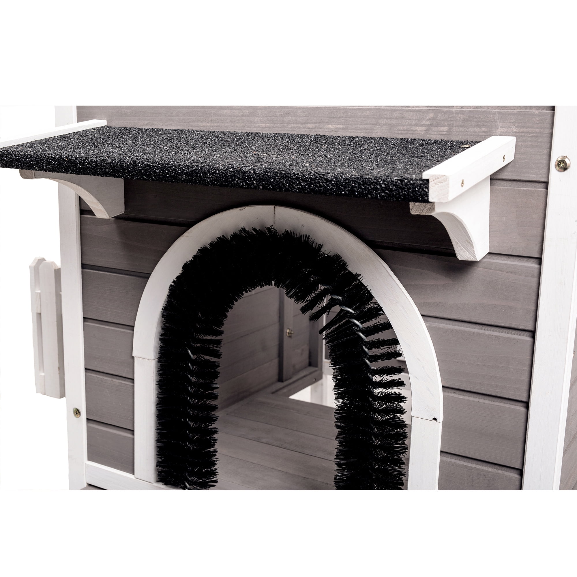 Resenkos Outdoor Cat House Wooden Kitty Shelter, Waterproof Small Animal House