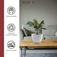 thumbnail image 4 of Ecopots Round Recycled Plastic Modern Indoor or Outdoor Planter Flower Pot Saucer, White Grey, 14", 4 of 4