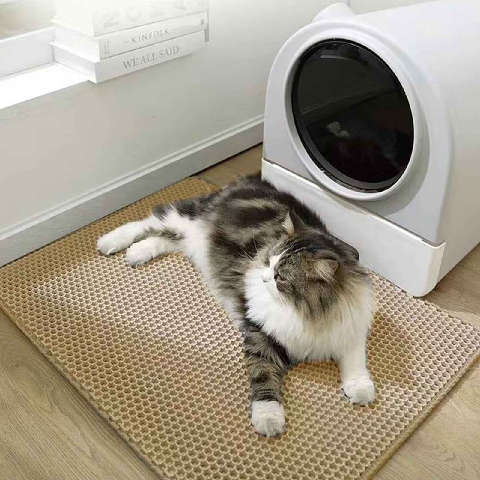 sunsanly Extra Large Cat Litter Mat Double Layer Cat Litter Trapping Mat Non-Slip Waterproof Litter Box Mat Scatter Control Pad
