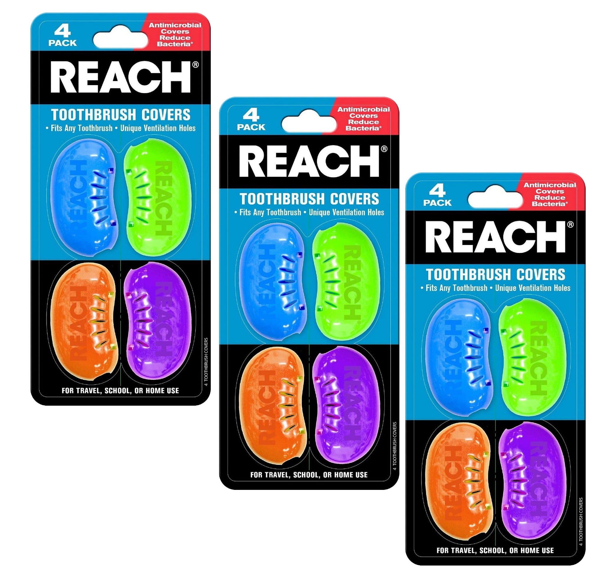 REACH Toothbrush Covers, 4 covers per pack (3 Packs)