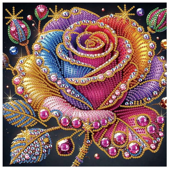 5D DIY Diamond Painting Kit Colorful Rose Creative Diamond Artwork Perfect for Home and Office Decor Ideal Gift for Holidays
