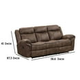thumbnail image 5 of Benjara Arisa 3pc Sofa, Loveseat, Chair Manual Recliner Set, Brown Faux Leather, 5 of 5