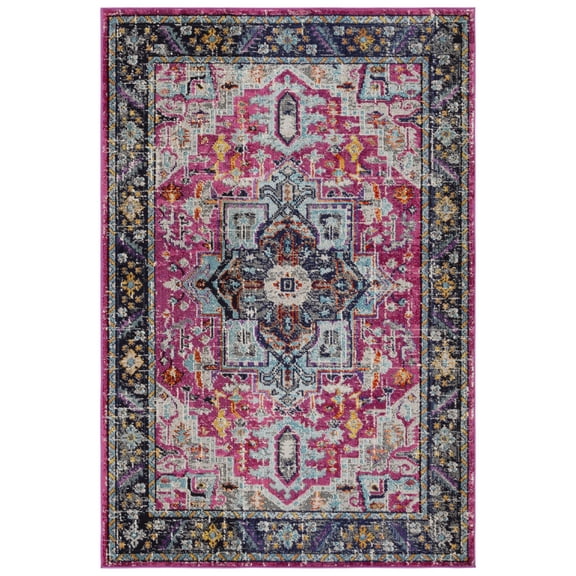 SAFAVIEH Monaco Maryam Traditional Area Rug, Fuchsia/Grey, 5'1" x 7'7"