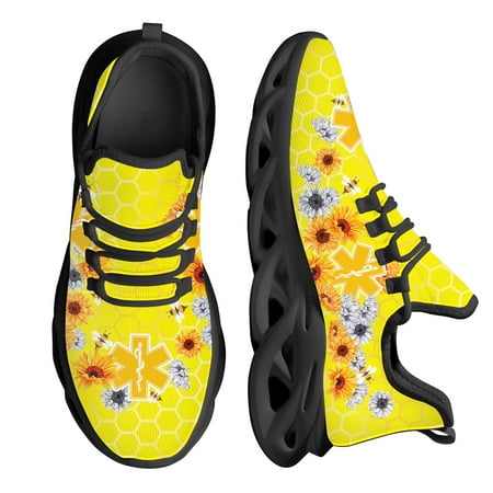 

Womens Mesh Swing Shoes New Sunflower Bee EMT Design Mesh Breathable Air Cushion Sneakers for Ladies Zapatillas 2024