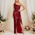thumbnail image 4 of XIYON Dresses For Women Off Shoulder Sequin Dress Sleeveless Slit Backless Dress Vacation, 4 of 6