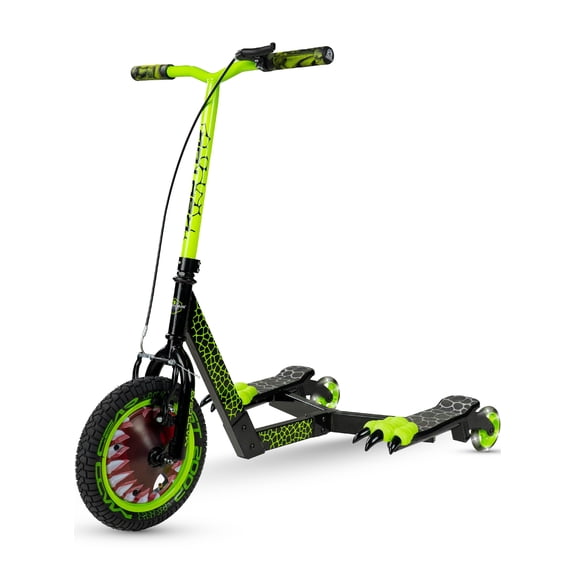 Madd Gear Raptor Dino Glide Kids Scooter, Green, 10-Inch Tire, Light-Up Wheels, Beginner Scooter for Kids Ages 6