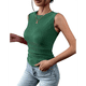 thumbnail image 2 of Top Informal de Verano con Cuello Redondo, Punto Acanalado, Corte Entallado, Básico, Texturizado, Sin Mangas, Verde M, 2 of 5