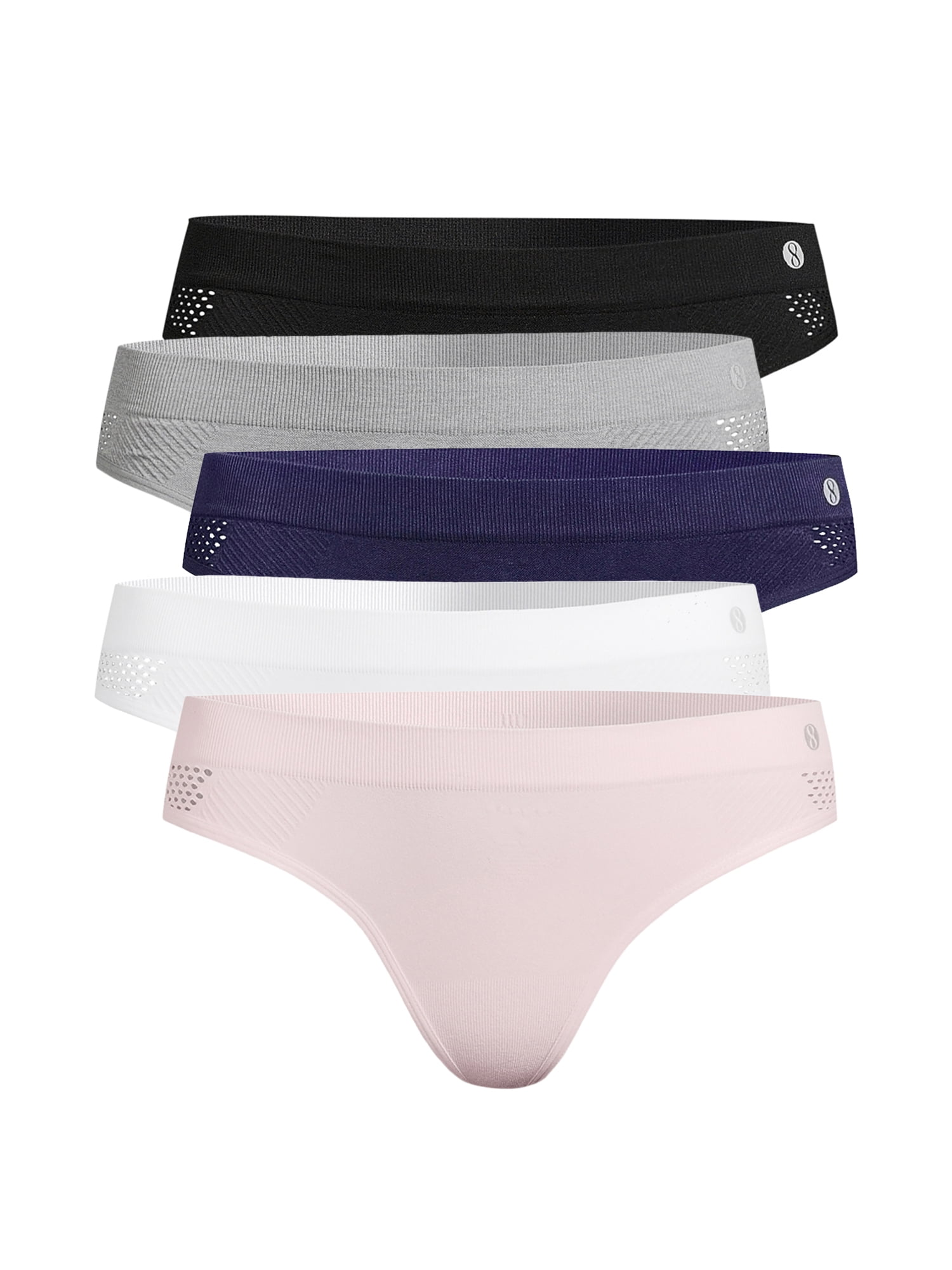 New M&S Womens Black 5Pack No VPL Print Bikini Knickers 8 Women's