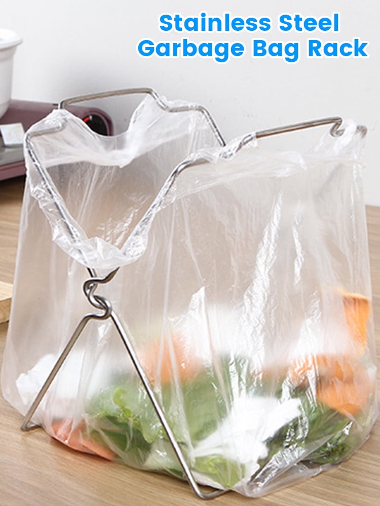 Eummy Plastic Bag Rack Stainless Steel Garbage Bag Stand Collapsible