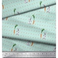 thumbnail image 3 of Soimoi Poly Georgette Fabric Carrot & Rabbit Dots Print Sewing Fabric Yard 52 Inch Wide, 3 of 5