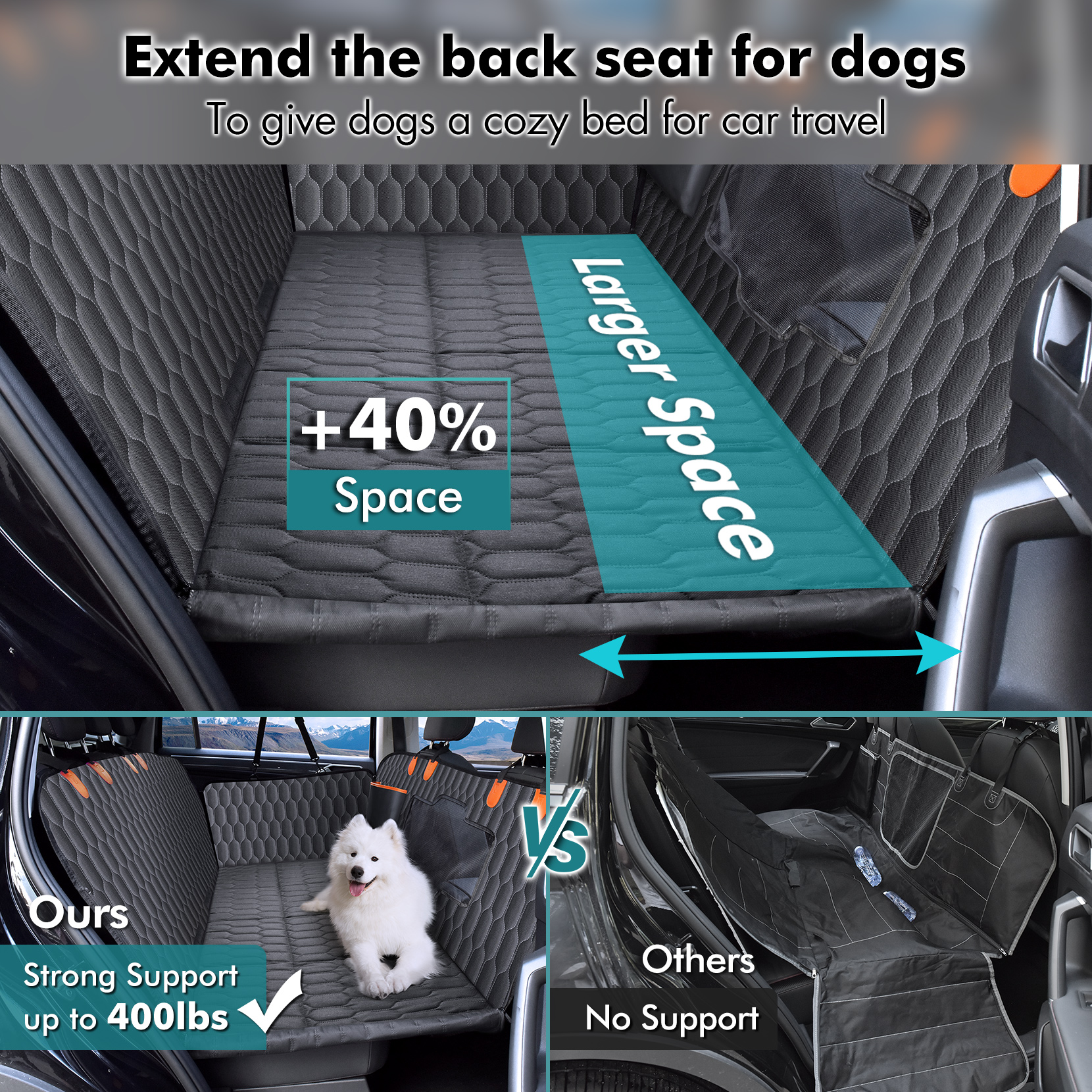 Mpow Back Seat Extender for Dogs, 330 lb Capacity, Waterproof photo 2