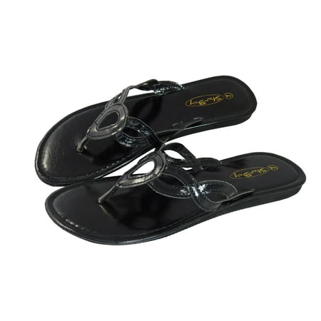 

StarBay Women s Metallic Double Helix Strap Flat Thong Sandal Flip-flops