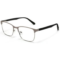 Tango Optics Square Metal Eyeglasses Frame Luxe RX Stainless Steel Grace Hopper Grey For Prescription Lens -