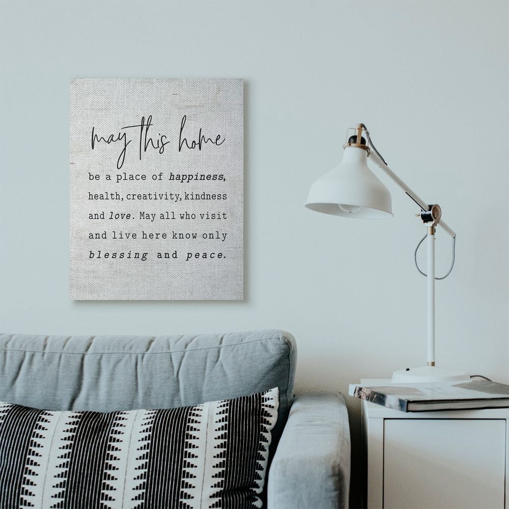 Stupell Industries May This Home Family Inspirational Word On Wood Texture Design Canvas Wall Art by Lettered and Lined