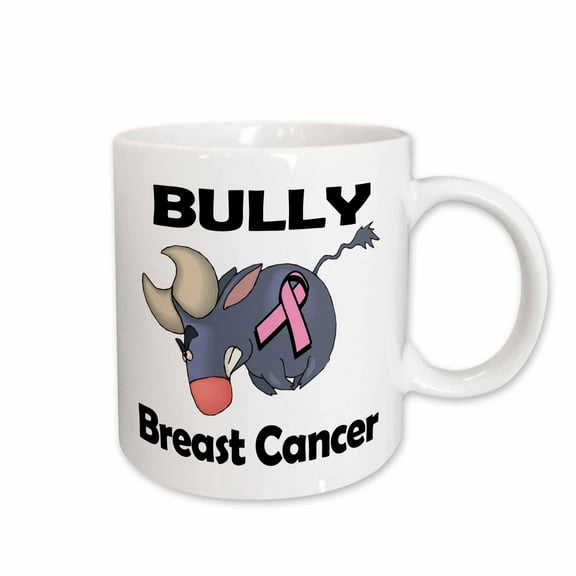 3drose, Bully Breast Cancer Awareness Ribbon Cause Design, 15oz Mug