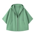 thumbnail image 6 of Perfectbot Women's Elbow-Length Sleeve Zip Up Hoodie Oversized Baggy Hooded Sweatshirt with Pockets, 6 of 8