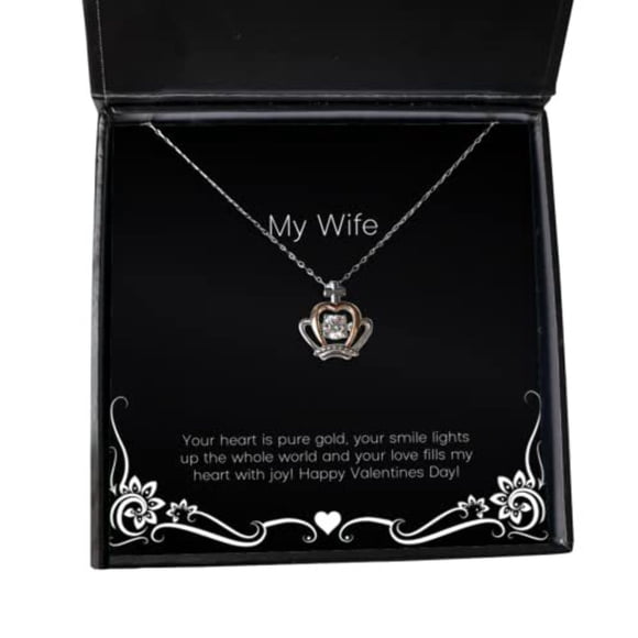 Idée Unique Femme, Votre Cœur Est en Or Pur, Votre Sourire Illumine le Monde Entier et Votre!!, Pendentif Couronne de Mari