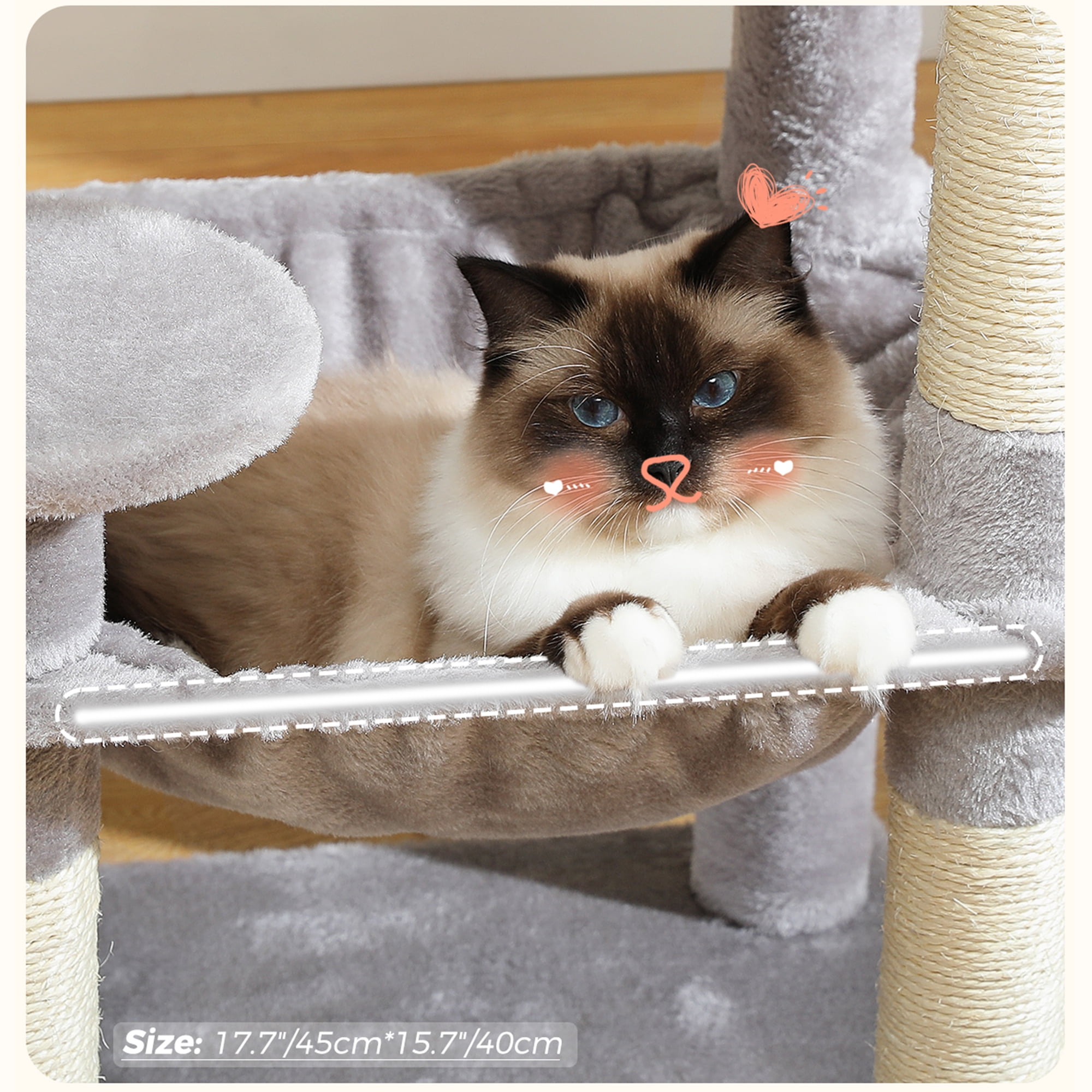 Pefilos 45" Modern Cat Tree House, Cat Condo for Indoor Cats, Activity Center Cat Scratching Tower for Kittens Toy, Gray Pefilos 45" Modern Cat Tree House, Cat Condo for Indoor Cats, Activity Center Cat Scratching Tower for Kittens Toy, Gray