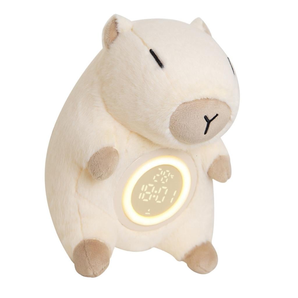 KODASW Cute Capybara Plush Digital Alarm Clock with 2 Alarm Snooze Dimmable Night Light