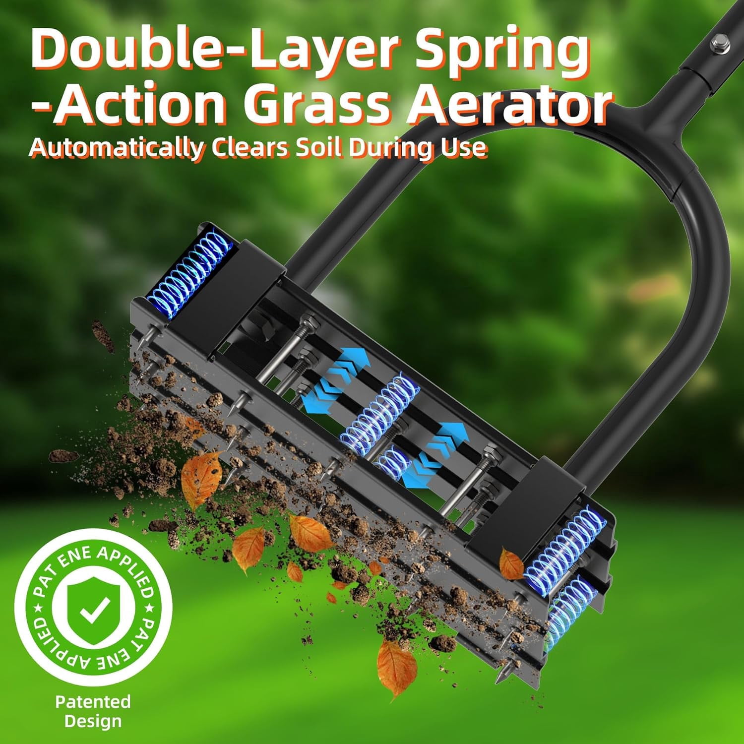 Manual Lawn Aerator Tool with 15 Spikes, 6 Inch Steel Spike Grass Aerator with Spring Assist Foot Plate for Yard, Lawn, Garden Soil Loosening and Lawn Care Product Description