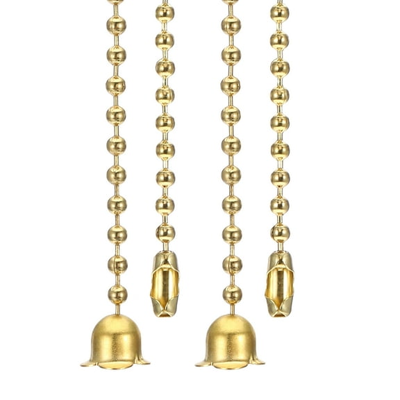 1M 3.3ft Ceiling Fan Pull Chain, 2 Pcs Beaded Pulls Cord Extender Flower Pendant for Fan Light, Gold Tone