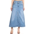 thumbnail image 6 of Fashion2Love Women's Plus / Juniors Size High Rise A Line Long Jeans Maxi Flared Denim Skirt, 6 of 8