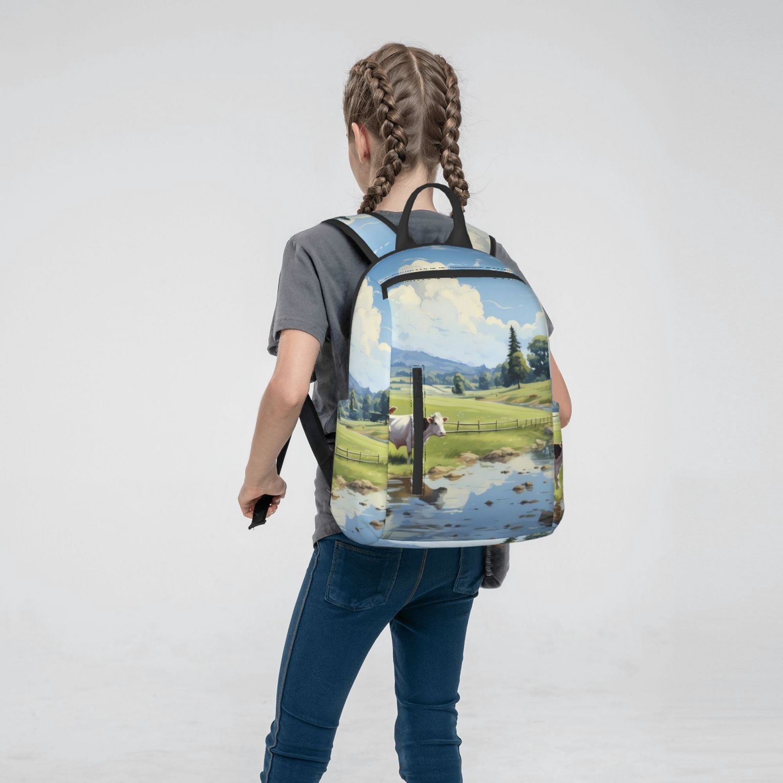Xecao Pasture Cow print Backpack For women men Aesthetic Lightweight Travel Daypack Simple Cute Backpack For Bookbag