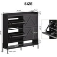 thumbnail image 3 of 4-Tier Shoe Cabinet with Flip-Up Doors - Freestanding Slim Organizer, Hidden Storage for Entryway/Hallway, Black, 3 of 7
