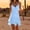Blue, variant on Women's Spaghetti Strap Linen Mini Dress, Cute Layered Slit Hem Summer Sleeveless Bohemian Vacation Beach Dresses