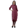 thumbnail image 3 of Moomaya Kurti en Coton Col Mandarin pour Femmes Robe Longue Imprimée Grande Taille, 3 of 6