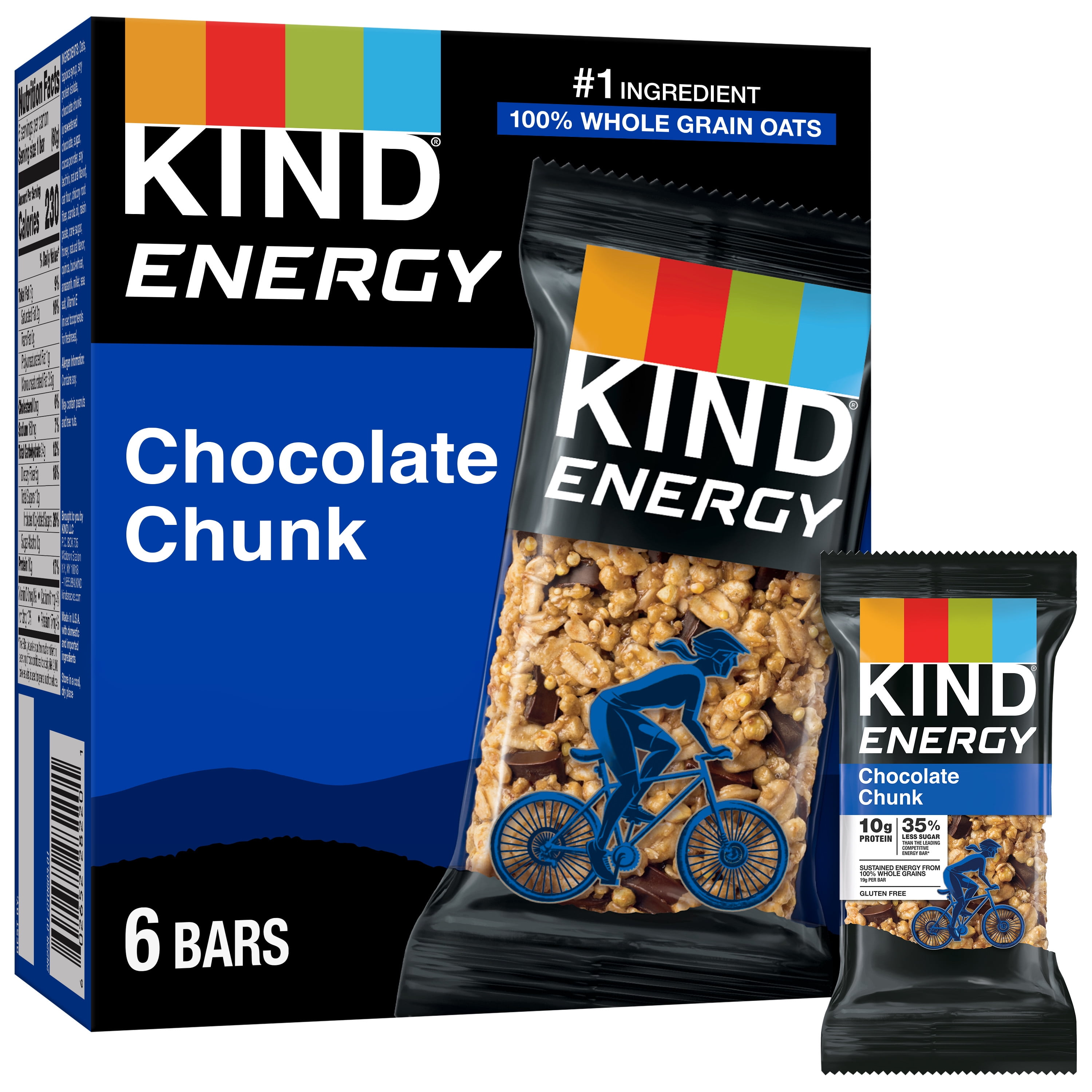 KIND Energy Bars, Chocolate Chunk, 2.1 oz, 6 Count