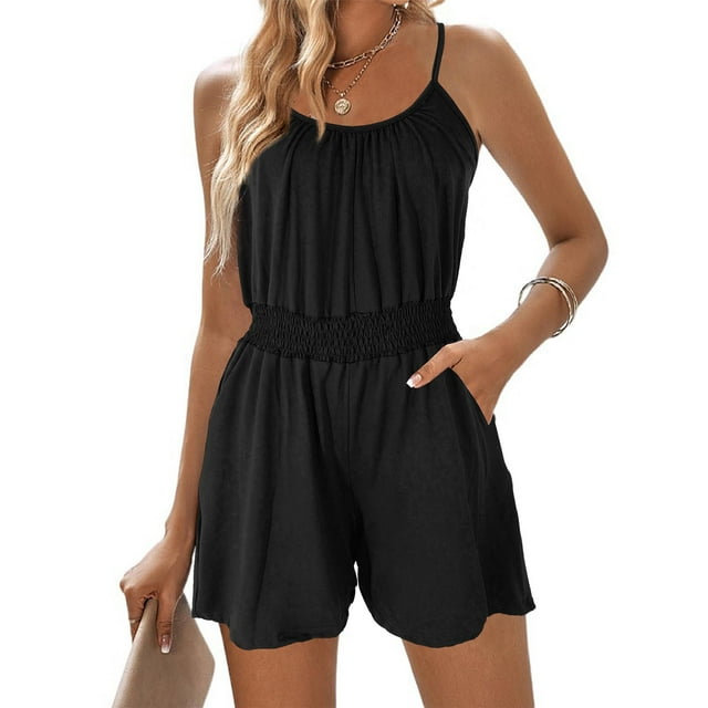 Bonanza de Rabais, Combinaison Élastique pour Femmes, Poches de Couleur Unie, Courte, Ajustement Confortable, Robe Décontractée, Usage Quotidien, Séchage Rapide, Respirant, Tenue Polyvalente en Tissu Respirant