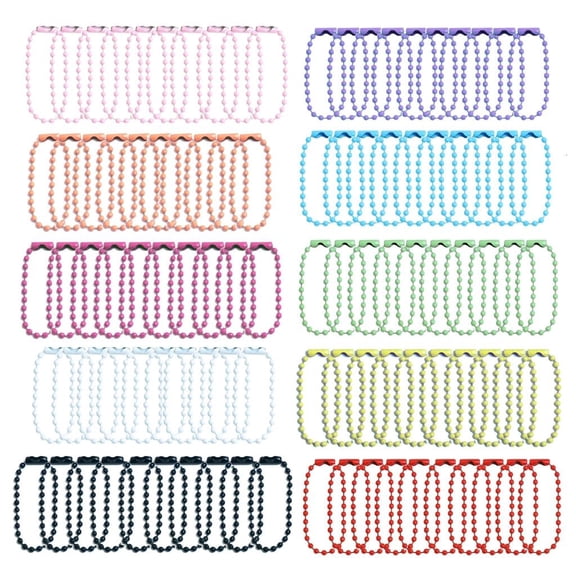 Pack of 100 Coated Beaded Chain Colorful Beads Chain for Jewelry Making Keychain Decor