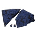 thumbnail image 2 of Banquete de boda de jacquard para hombre de seda tejida Conjunto de y gemelos Gris Azul Sunnimix Jacquard cuello corbata para hombres, 2 of 8