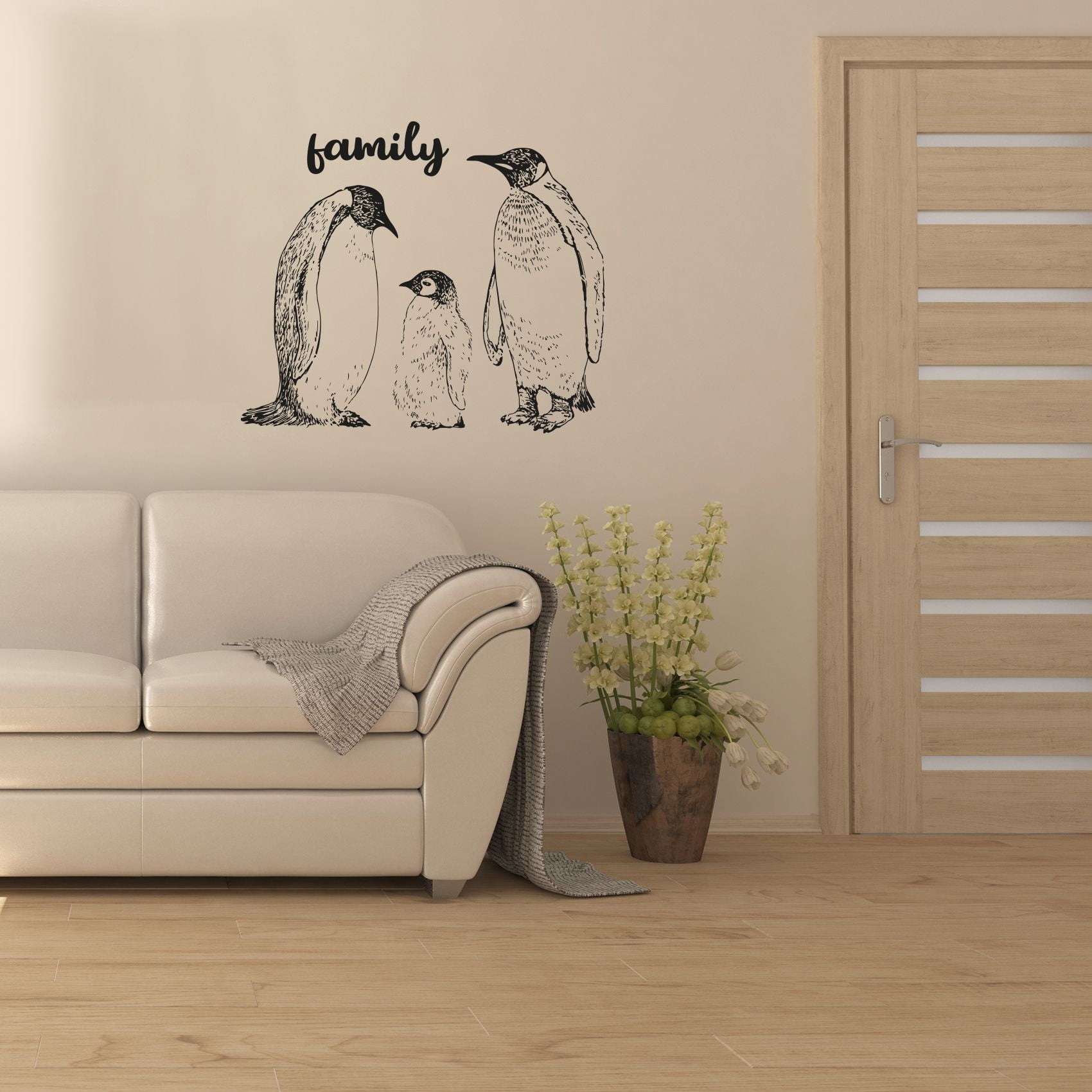 Penguin Animal Bird Cute Kids Nursery Living Wall Art Stickers Decal Vinyl Room 
