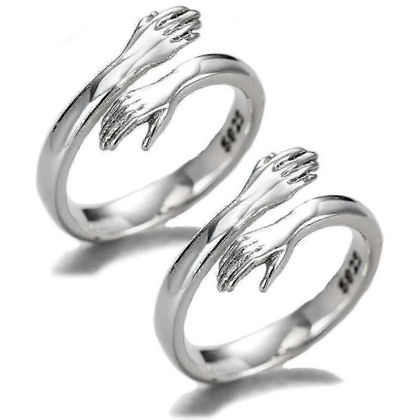 Couple Hug Ring, 925 Sterling Silver Huging Ring For Couple Women Girls Jewelry