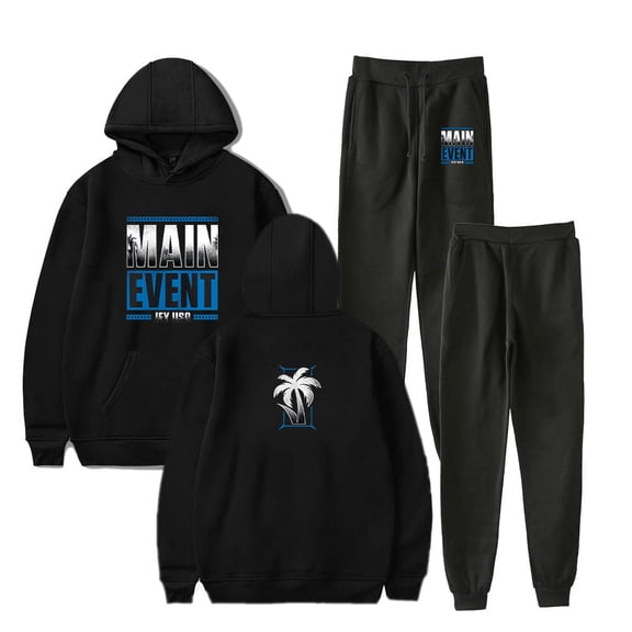 Jey Uso Yeet Merch Logo Hoodie Casual Set Pocket Drawstring Hoodie Men's and Women's Sportswear Strap Sweatpants