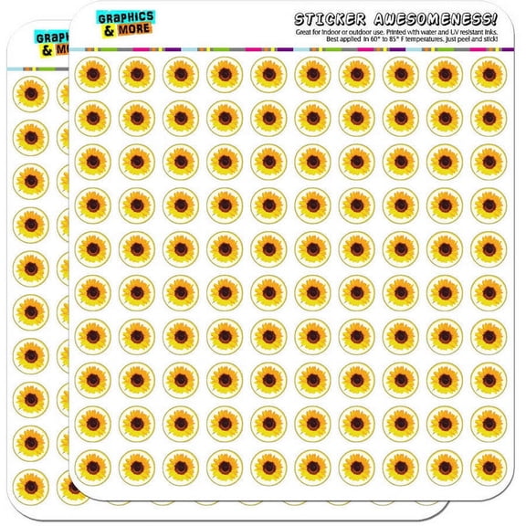 Sunflower Shower 200 1/2" (0.5") Planner Calendar Scrapbooking Crafting Stickers