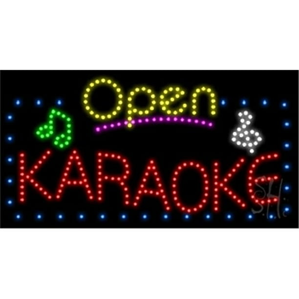 Karaoke Open with Border Animated LED Sign, Multicolor 17 x 31 x 1 in