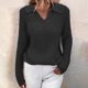 thumbnail image 5 of Suéter De Punto Para Mujer, Suéter De Solapa De Mujer De Moda De Manga Larga De Color Sólido Para Otoño Invierno ANGGREK Negro M, 5 of 5