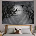 thumbnail image 3 of Tapiz de bosque de niebla mística gótico, pájaros en ramas en una selva espeluznante en lo profundo del bosque oscuro, tapiz para colgar en la pared, tapiz de Halloween, decoración de pared para, 3 of 4