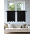 thumbnail image 4 of Black Textured Tier Curtains 24 Inch Length,Sheer Curtains for Bedroom Living Room Window Farmhouse Country Woven Striped Rod Pocket Voile Drapes Kitchen Curtains Small Half Window 27.5"x24" 2 Panels, 4 of 7