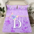thumbnail image 2 of Manfei Gradient Flying Butterfly 3pcs Twin Sheet Sets for Children Kids Teens,Letter Monogrammed Initial D Twin Fitted Sheet,Bling Glitter Breathable Flat Sheet,Graffiti Splash Home Decor, 2 of 7