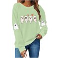 thumbnail image 2 of Meichang Sweatshirts d'Halloween pour Femmes Col Rond Chandails en Molleton Graphique Fantôme Mignon Imprimé Effrayant Manches Longues Vintage Chandail, 2 of 9