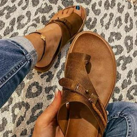 

Karcher Carina Sandals for Women Orthotic Sandal Correction Leather Open Toe Slippers Flat Heel Flip Flops Summer Casual Beach