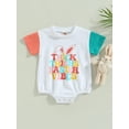 thumbnail image 2 of Bagilaanoe Newborn Baby Girl Boy Easter Rompers Bunny Letter Print Short Sleeve Bodysuits 6M 12M 18M 24M Infant Casual One Piece Short Jumpsuit, 2 of 8