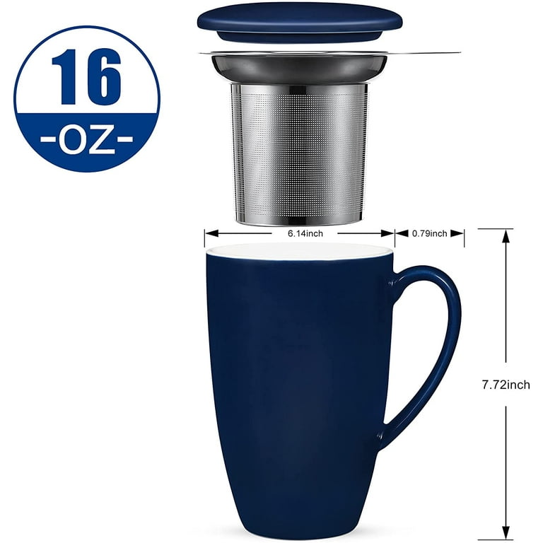 Curve Tall Tea Mug With Infuser & Lid 15 oz Purple