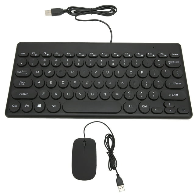 Wired USB Keyboard & Mouse Combo, Ergonomic Design, QWERTY UK Layout, Compatible, Plug And Play, 78 Keys Round Keycap 4 Mouse Buttons, For PC Laptop