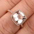 thumbnail image 3 of Surprisingly Morganite Engagement Ring 2.05 Carat 7mm Cushion Cut Halo Design 10k Rose Gold Anniversary Ring, 3 of 3